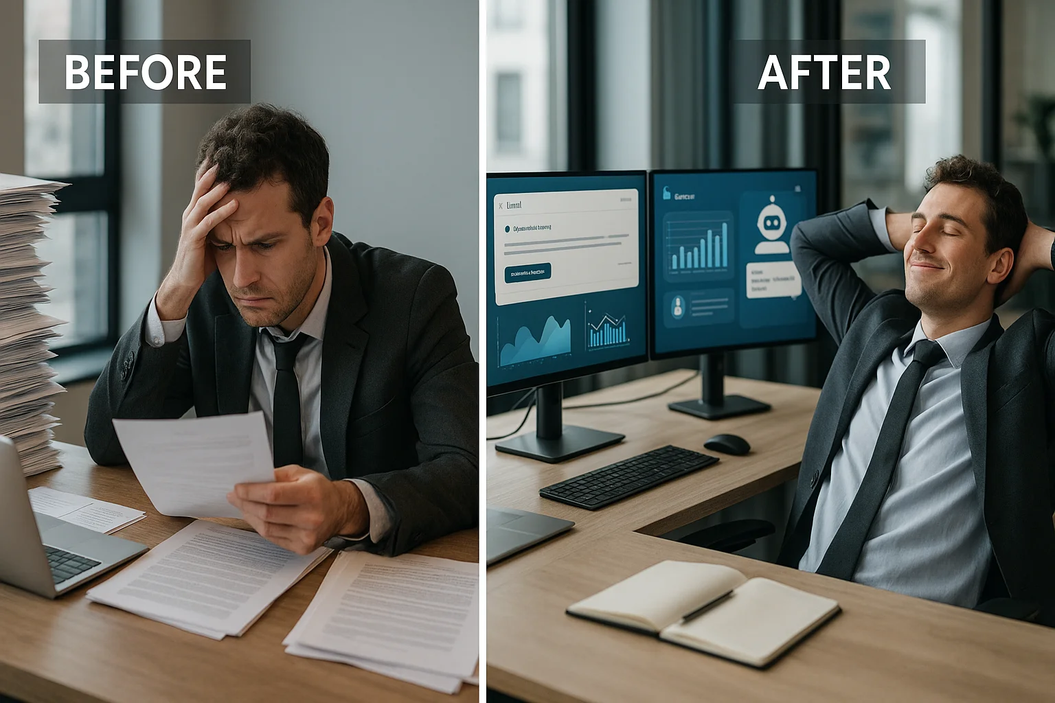 Before and After AI Automation - Business Productivity Improvement