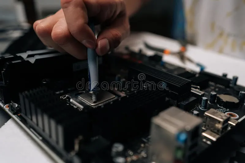Technician performing precision repair on a computer motherboard