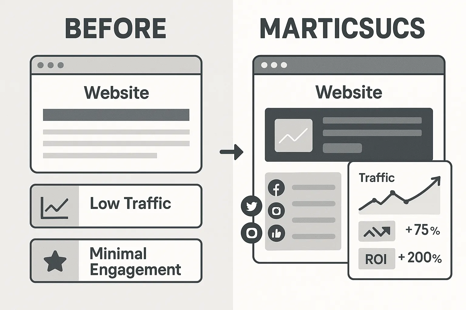 Before and After Digital Marketing - Traffic and Conversion Growth