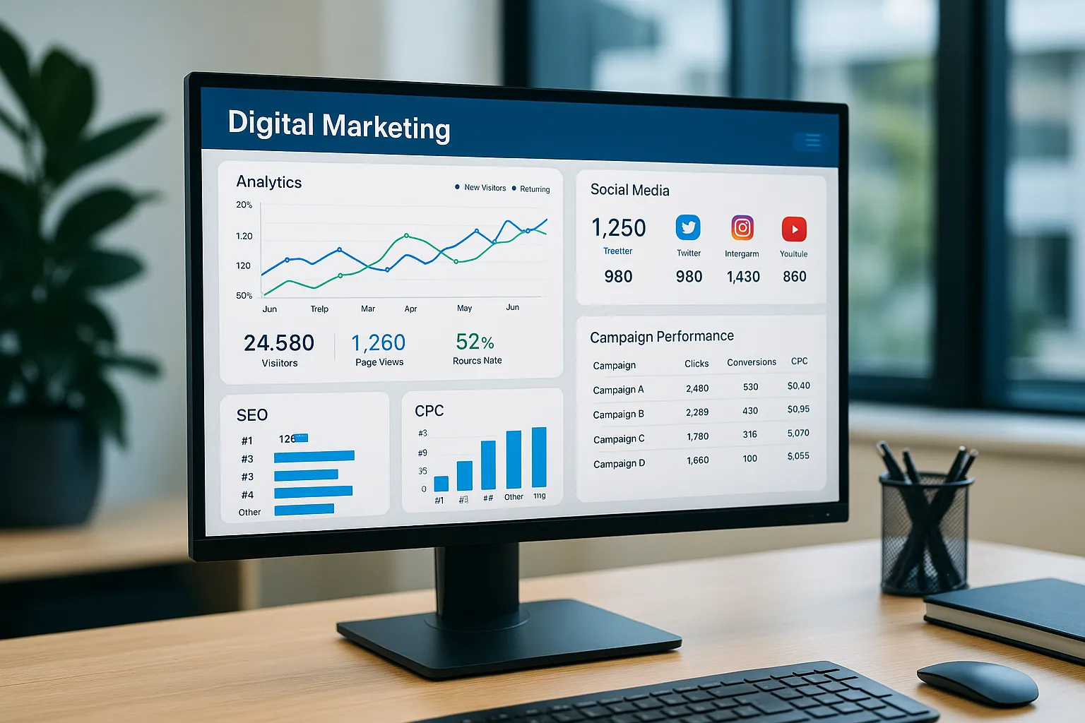 Digital marketing analytics dashboard showing growth for Gold Coast business