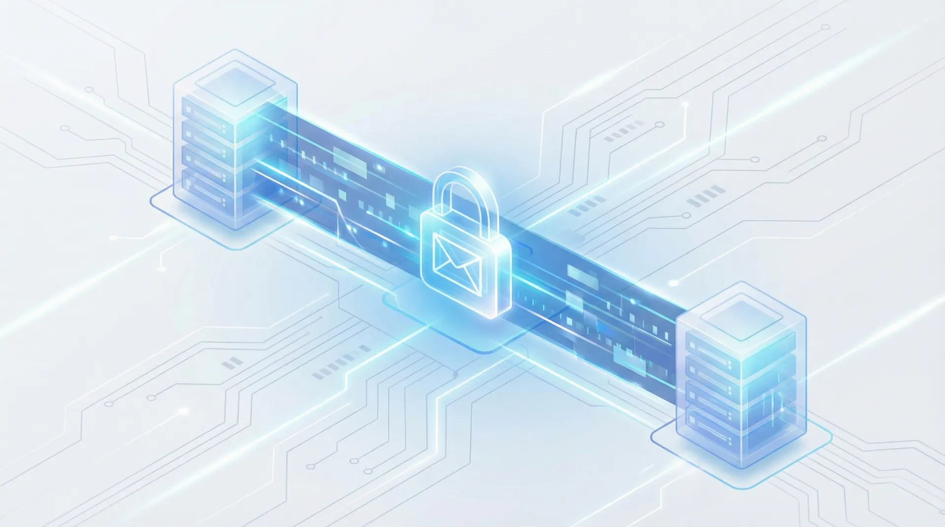 Abstract digital representation of secure email migration process