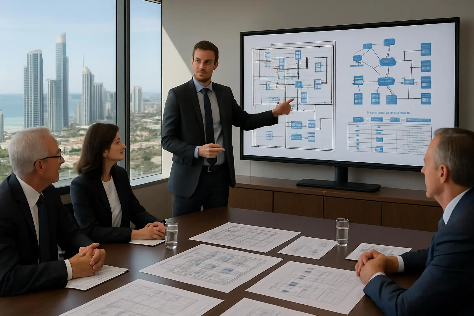 IT professional consulting with Gold Coast business executives about office network cabling infrastructure planning