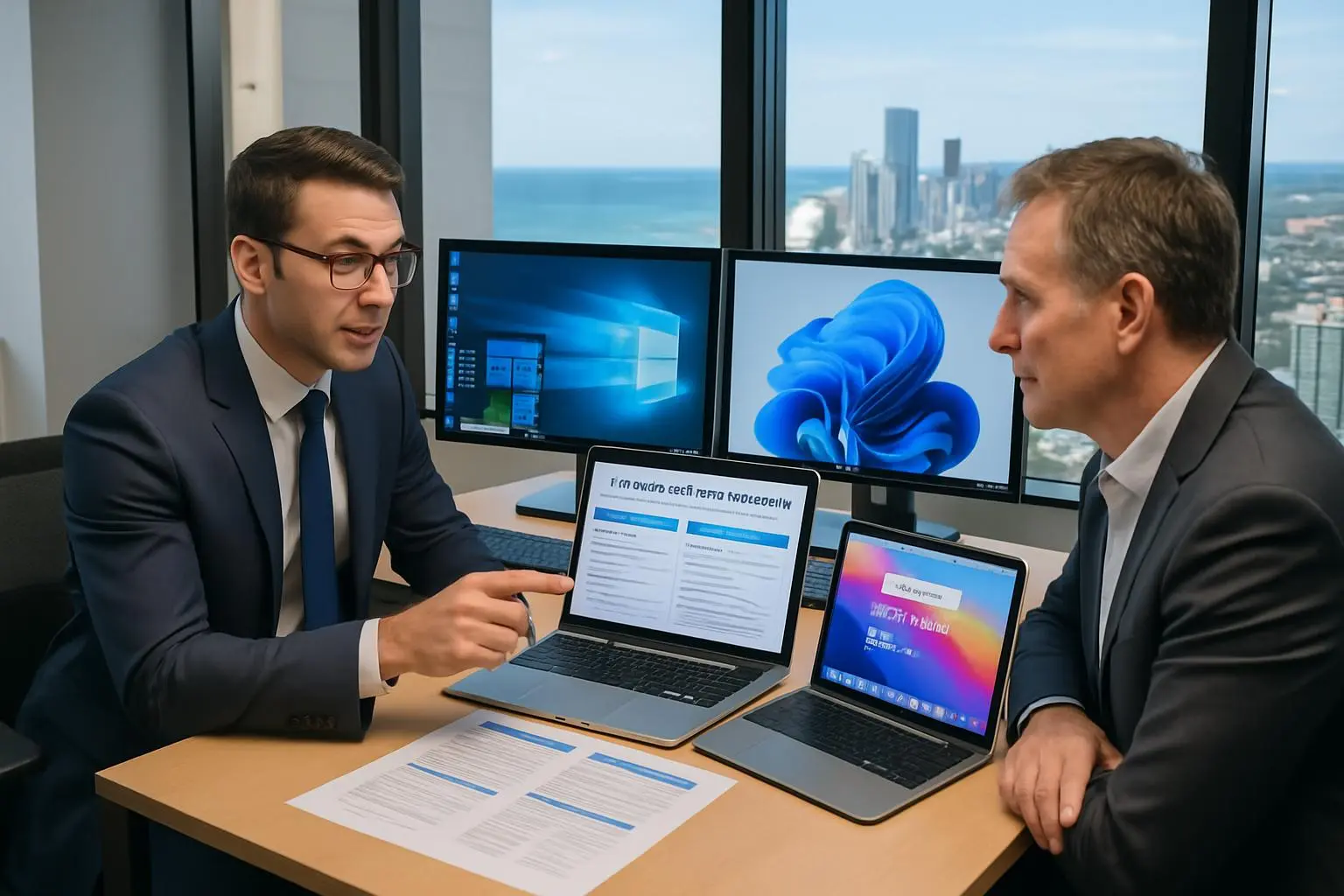 Professional operating system upgrade consultation with Gold Coast business client