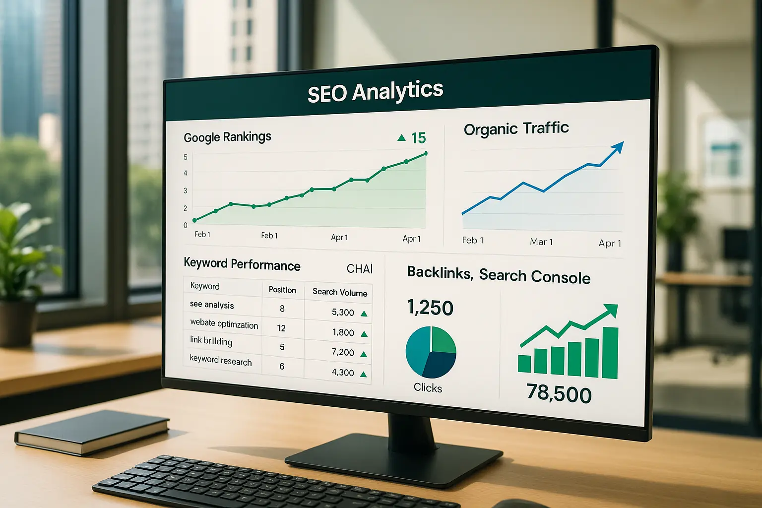 SEO results dashboard for Gold Coast business website