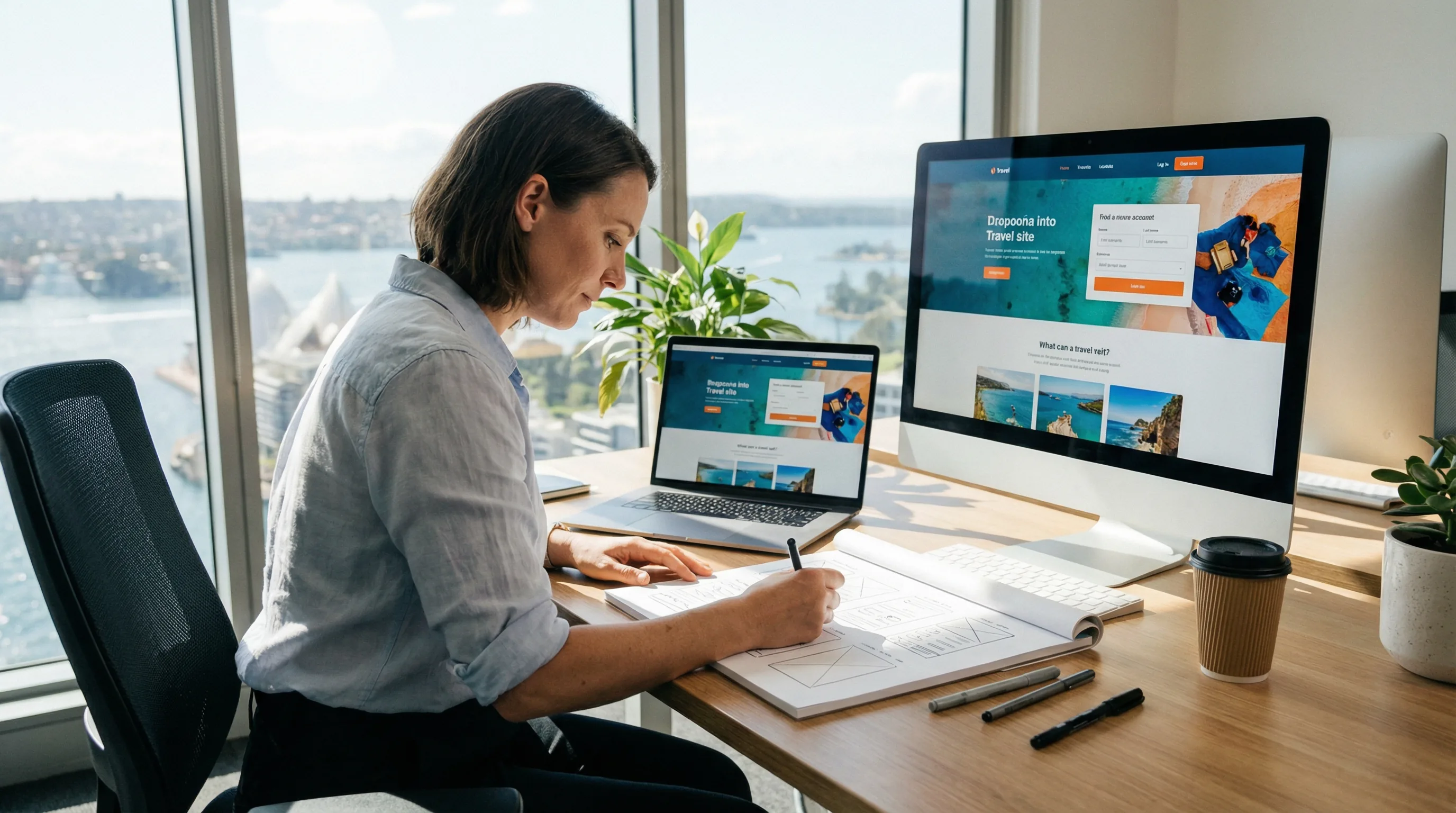 UX designer working on wireframes and website prototype for a Gold Coast business
