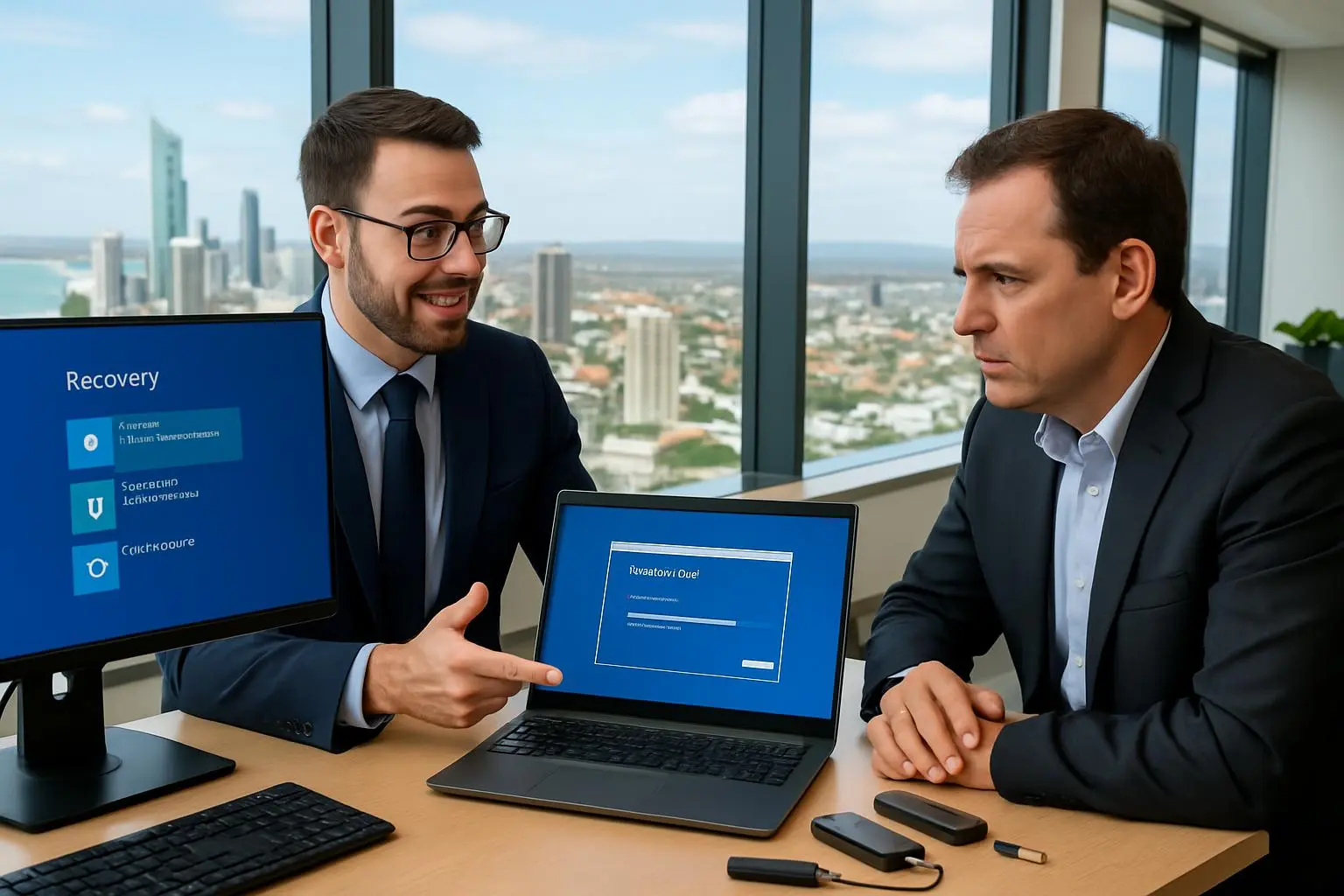 Professional Windows reinstall consultation with Gold Coast business client